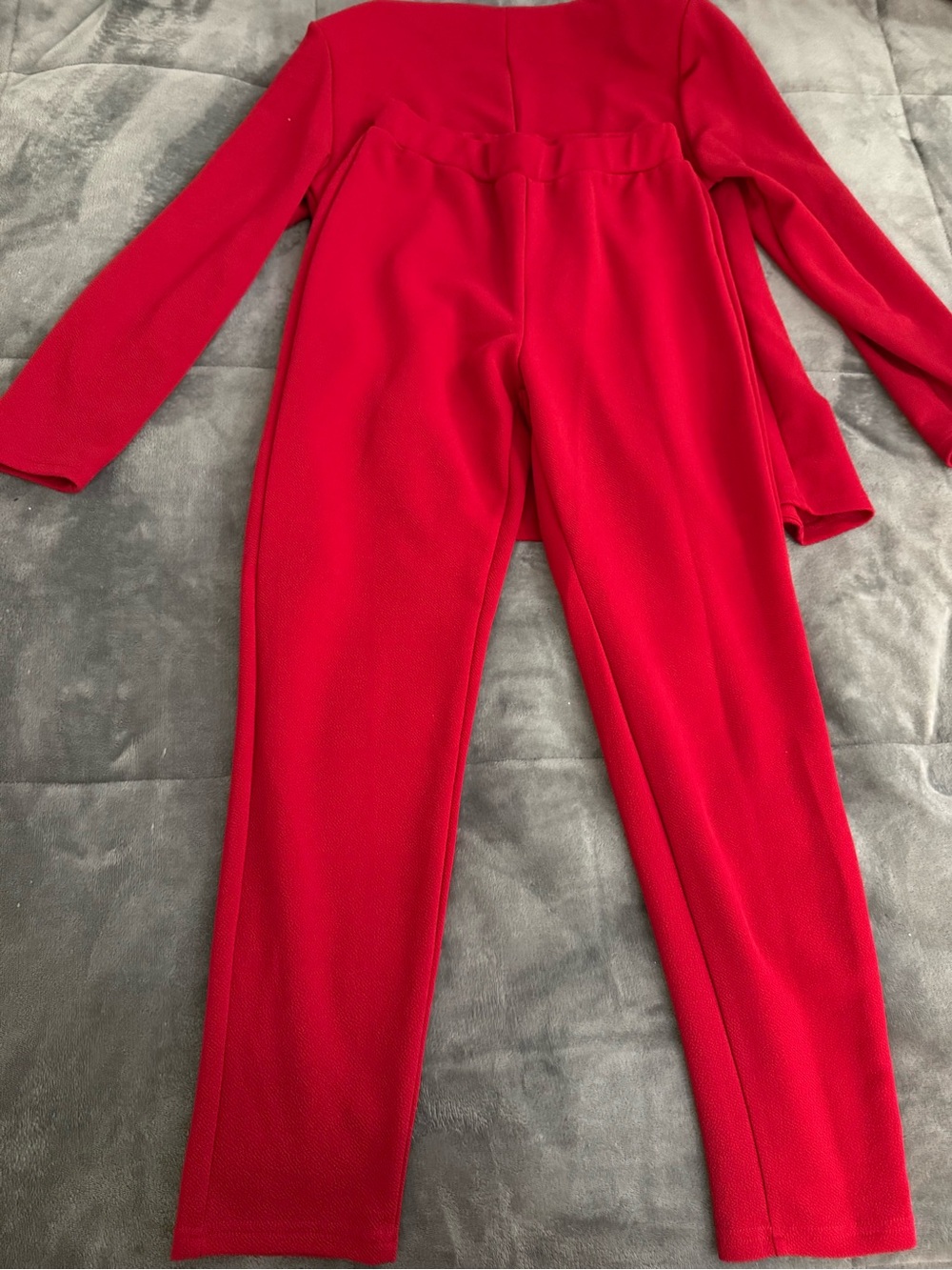 Red Women's Ponte Jacket & Pant Jumpsuit Set - Picture 6 of 9